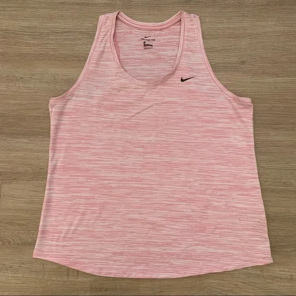 Nike Racerback Dri-Fit Tank Top Heathered Pink/White Running Workout Size L - Picture 1 of 5